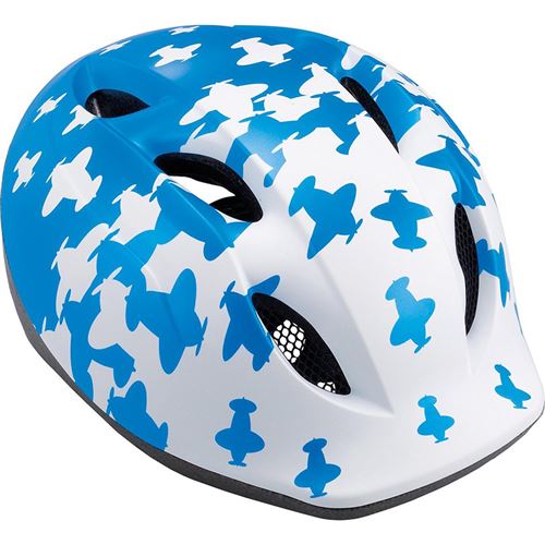 CAPACETE INFANTIL MET SUPERBUDDY BRANCO/AZUL AVIÕES FOSCO