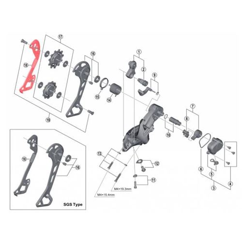 PATILLA INTERIOR CAMBIO TRASERO SHIMANO XT M8000 GS
